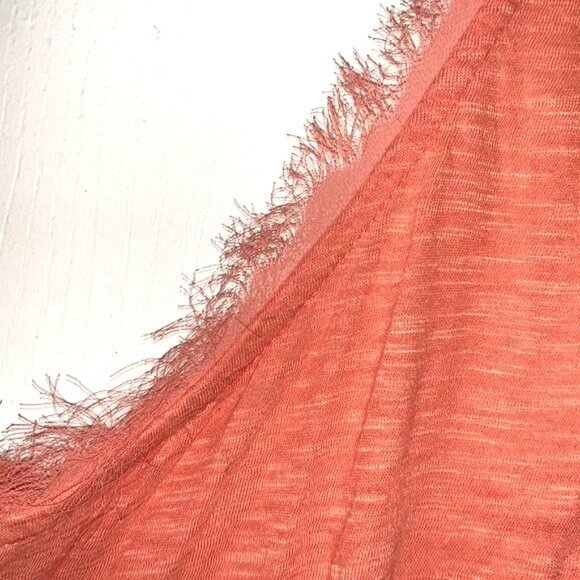 Lauren Conrad XL Coral Sleeveless Tank Top With Floral Appliqué & Frayed Edges 1 - Picture 8 of 13